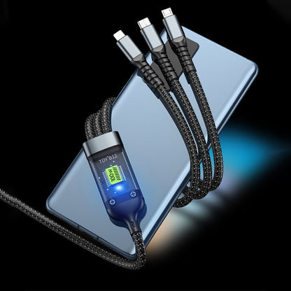 🔥3-in-1 Smart Transparent Visible Chip Data Cable-100W Super Fast Charging