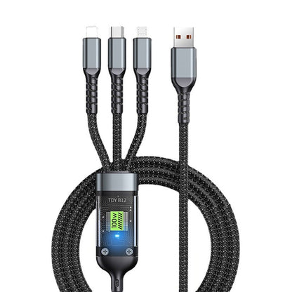 🔥3-in-1 Smart Transparent Visible Chip Data Cable-100W Super Fast Charging